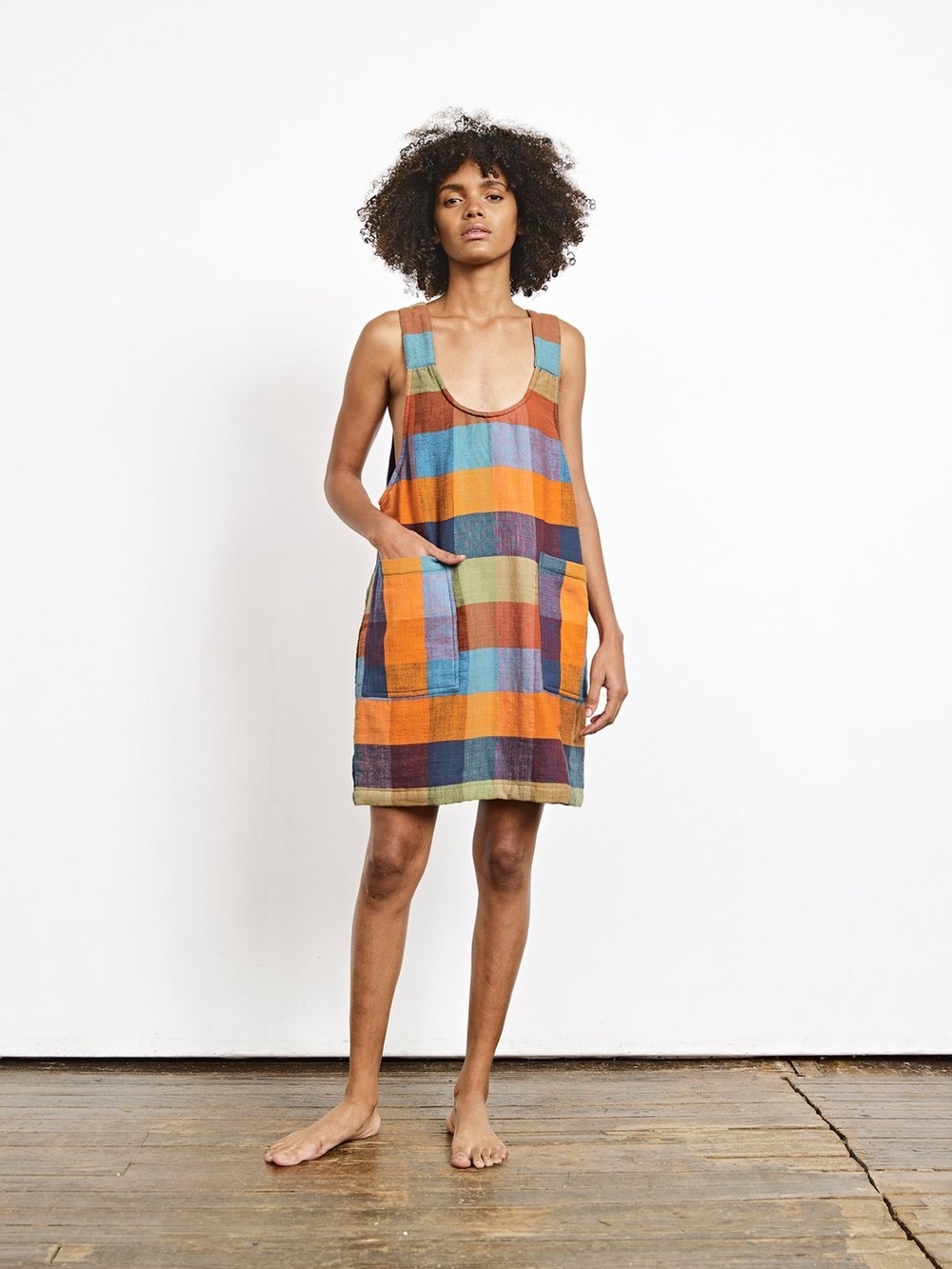 ACE & JIG Finn Checkered Patch Pockets Mini Dress Size Medium VGUC